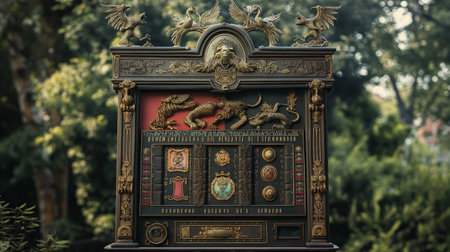 Vintage wooden slot machine in the garden. Selective focus.の素材