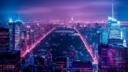 Night view of New York Manhattan from Empire State Building, USA.の素材