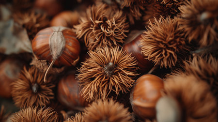 Close up of chestnuts. Selective focus. Shallow depth of fieldの素材