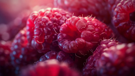 Fresh raspberries close-up. Selective focus. Toned.の素材