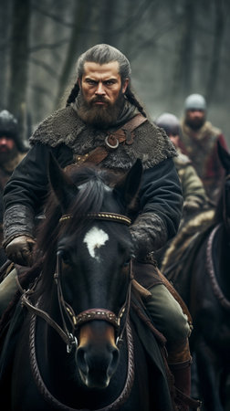 Member of history club Golden Capricorn wears historical costume as he participates in historical reenactment of Kiev Liberation in 1943 in Kiev, Ukraine.の素材