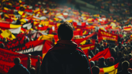 Ukrainian people protest at the football stadiumの素材