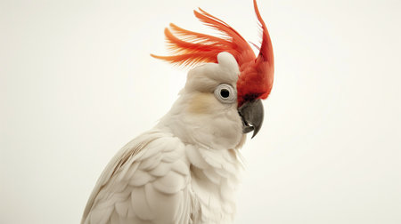 Cockatoo isolated on a white background, close-upの素材