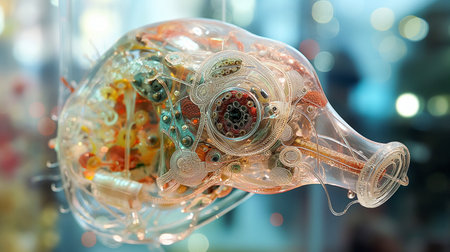 Human heart with blood vessels and internal organs, conceptual 3D illustrationの素材