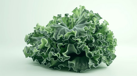 Fresh green lettuce leaves isolated on white background. 3d illustration.の素材
