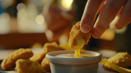 Cheese nuggets with melted cheese on the table in a restaurantの素材