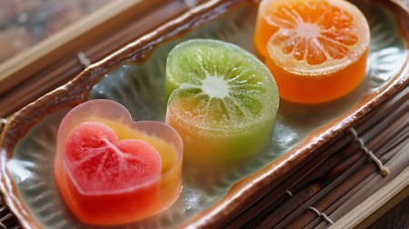 Japanese confectionery, kiwi and mochiの素材