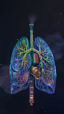 Lungs and lungs x-ray image. 3D renderingの素材