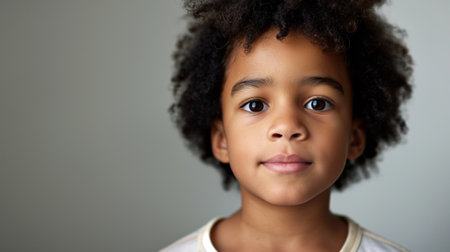 Portrait of a cute little African American boy looking at cameraの素材
