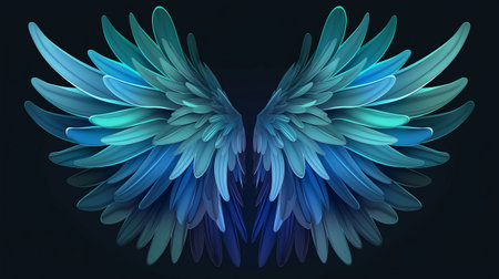 Blue wings on a dark background. Vector illustration. EPS 10.の素材