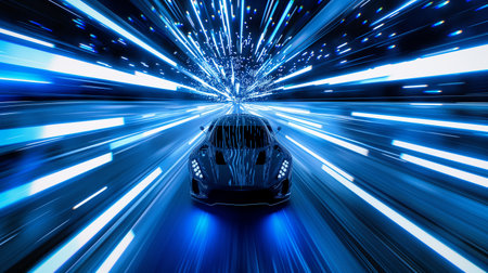 car on the road with motion blur background. Concept of fast driving.の素材