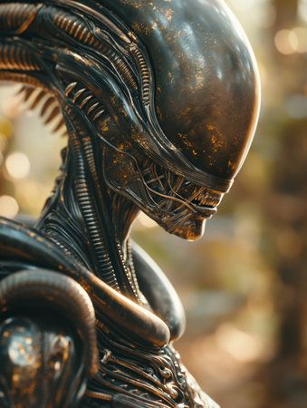 Close-up of a bronze statue of a man with a skull.の素材