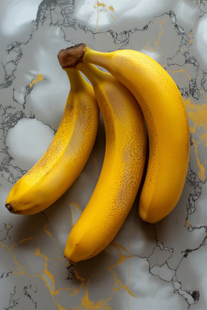 Bunch of ripe bananasle background. Flat lay, top viewの素材