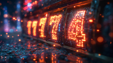 Digital clock with red lights. 3d rendering toned image.の素材