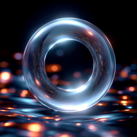 Glowing ring on a dark background. 3d rendering, 3d illustration.の素材