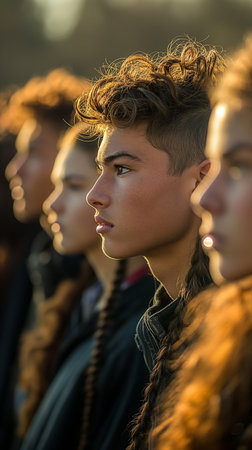 People gather outside Gucci fashion show building for Milan Women's Fashion Week in Milan.の素材