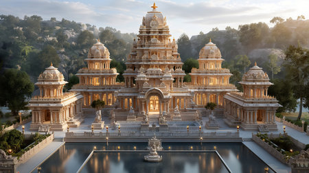 Hindu temple in Hampi, Karnataka, India. 3D renderingの素材