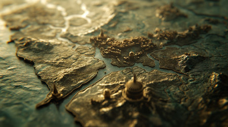 Ancient map of Thailand. Selective focus. Shallow depth of field. Toned.の素材