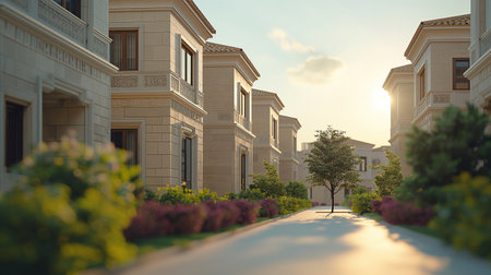 Luxury villas in the city. Vintage filter effect.の素材