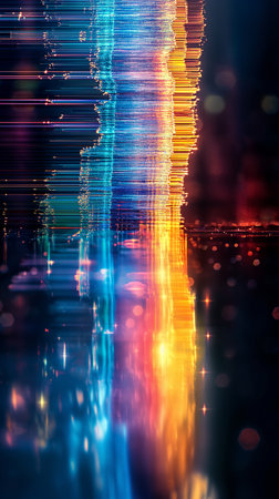 abstract background with multicolored defocused bokeh lightsの素材