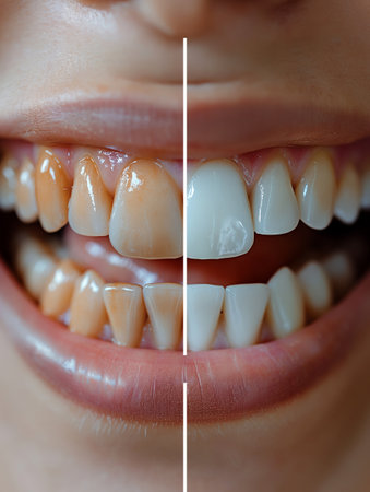 Teeth before and after whitening, before and after whitening.の素材