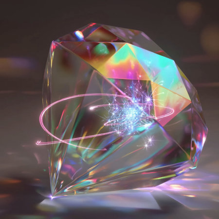 Fractal 3D illustration of a diamond with a spark.の素材