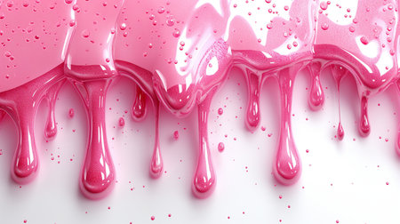 pink paint dripping isolated on white background. 3d render illustrationの素材