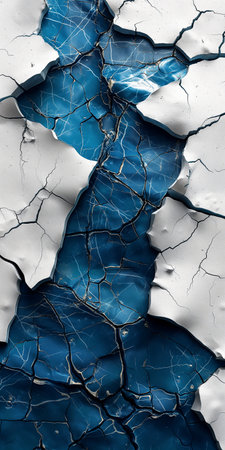 Cracked blue paint on white wall. Abstract background for design.の素材