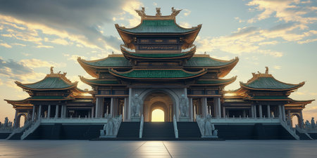 3D rendering of Chiang Kai-shek Memorial Hall in Taipei, Taiwanの素材