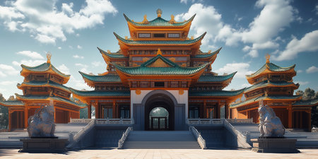 3D render of Chiang Kai Shek Memorial Hall in Taipei, Taiwanの素材