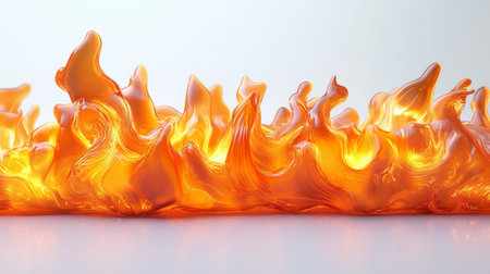 Fire flames isolated on a white background. 3d render illustration.の素材