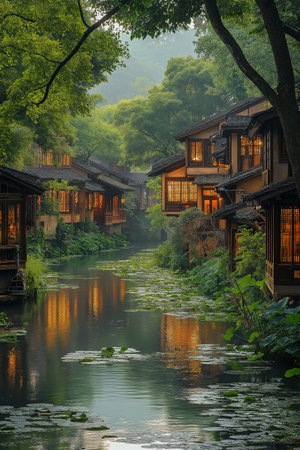 Shirakawa-go, a small town in Kyoto, Japanの素材