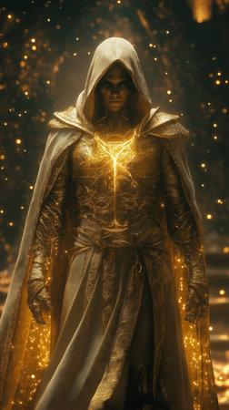 Portrait of a beautiful young woman in a medieval dress with a hood. Fantasy.の素材