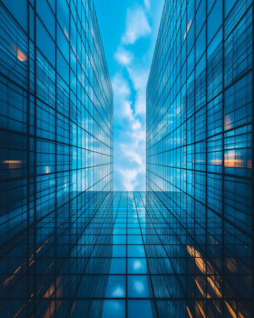 Abstract modern architecture background. Skyscraper building. 3d renderの素材