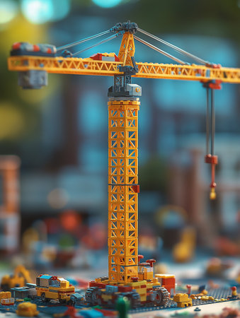 Tower crane on the construction site. Industrial background. 3d renderingの素材