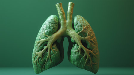 Lungs anatomy. 3D illustration. 3D CG. High resolution.の素材