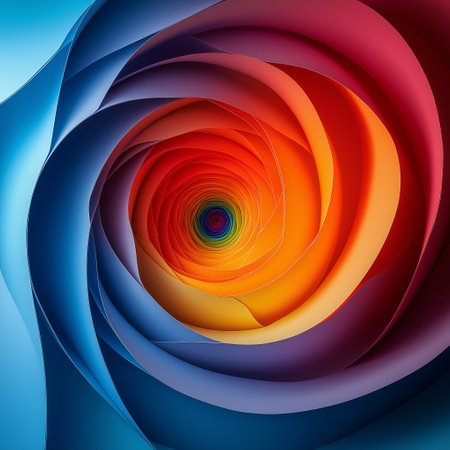 abstract background with a spiral in the form of a colorful paperの素材