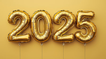 Happy New Year 2055 gold foil balloon numbers. 3D Renderingの素材