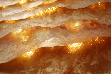 Abstract golden christmas background with bokeh lights and snowflakesの素材