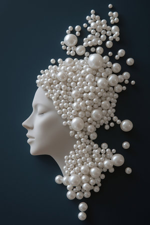 White pearls on the head of a woman. 3d renderingの素材