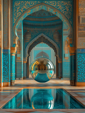 Crystal ball inside the Tomb of Humayun in Delhi, Indiaの素材