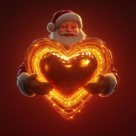 Santa claus and glowing heart. Christmas and New Year concept.の素材