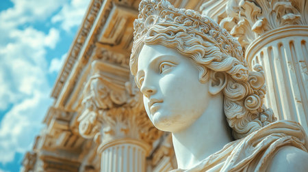 Statue of the goddess Diana in front of the Academy of Athens, Greeceの素材