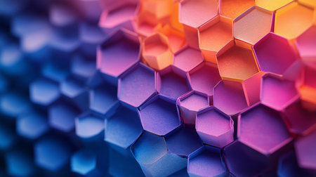 Colorful hexagon abstract background. 3d rendering, 3d illustration.の素材