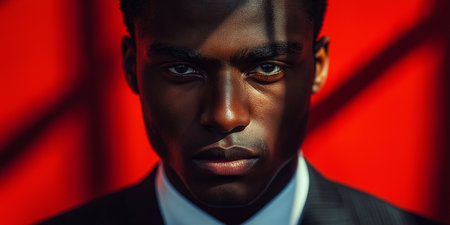 Close-up portrait of handsome african american man in suitの素材