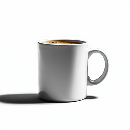 Coffee cup with shadow on white background. 3d illustrationの素材