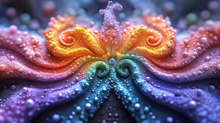 3D surreal illustration. Sacred geometry. Mysterious psychedelic relaxation pattern. Fractal abstract texture. Digital artwork graphic astrology magicの素材