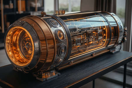 3d rendering of a headlight in a museum. This is a 3d render.の素材