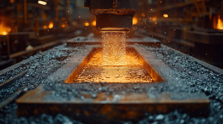 Industrial molten metal in the foundry. Metalworking industry.の素材