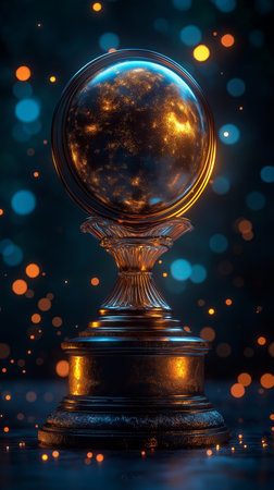 glass globe on the black background with bokeh. 3d renderingの素材